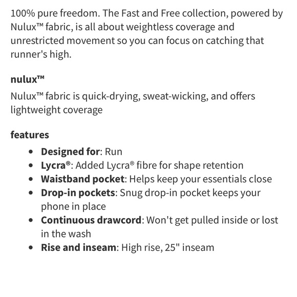 Lululemon Fast & Free 25” Leggings size 2 - Picture 6 of 6